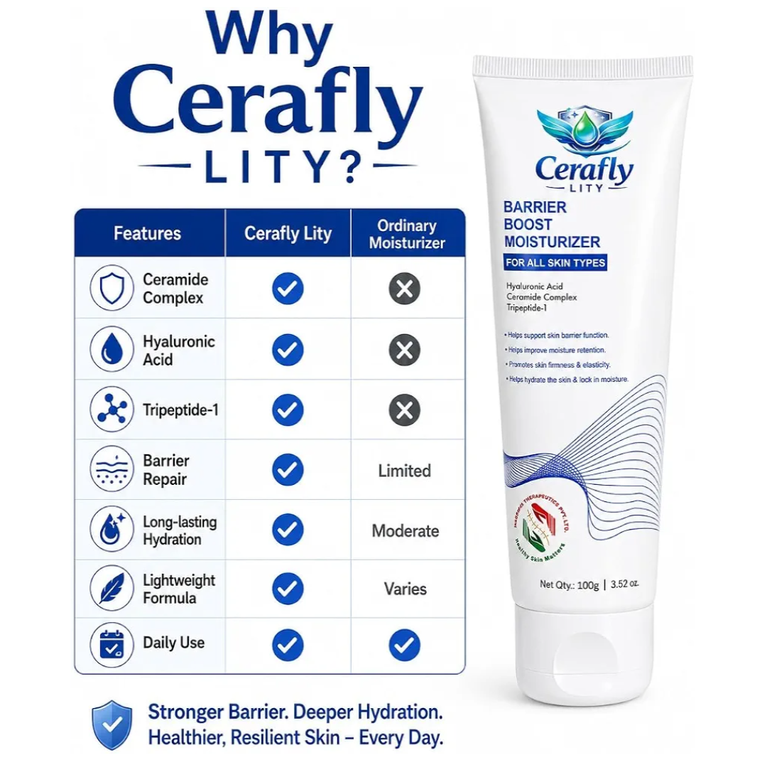 Cerafly Lity Barrier Boost Moisturizer 100 g - For normal to dry skin & sensitive skin, non-comedogenic | Your everyday face moisturizer.